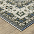 5' X 8' Blue And Gray Oriental Area Rug With Fringe